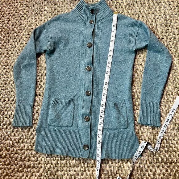 Royal Robbins Cardigan Mock Neck Button Front Pockets Robins Egg Blue Preppy Sm - Picture 7 of 8